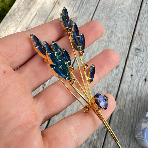 Vintage Jewelry D&E Juliana Rivoli Rhinestone Flower Brooch Gorgeous Julianna - Picture 2 of 3